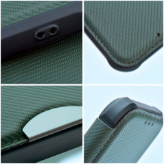 Peňaženkové puzdro Razor Book na XIAOMI Redmi 12C Uhlíkové vlákno, Karbónový vzor  Tmavo zelený