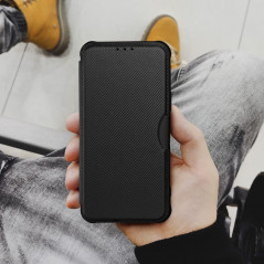 Peňaženkové puzdro Razor Book na XIAOMI Redmi 12C Uhlíkové vlákno, Karbónový vzor  Čierny