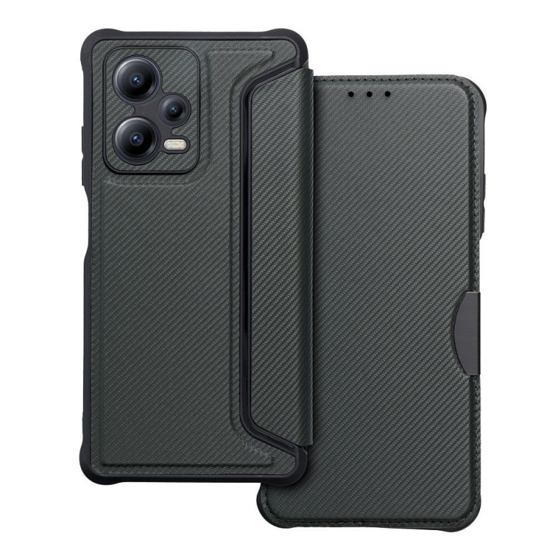 Peňaženkové puzdro Razor Book na XIAOMI Redmi Note 12 Pro Plus 5G Uhlíkové vlákno, Karbónový vzor  Tmavo zelený