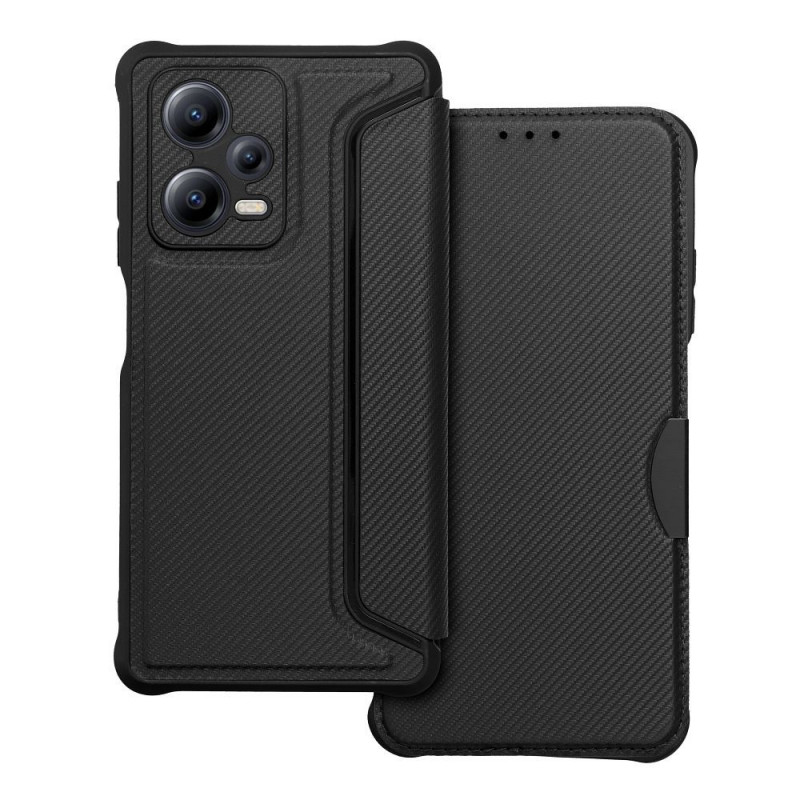 Peňaženkové puzdro Razor Book na XIAOMI Redmi Note 12 Pro Plus 5G Uhlíkové vlákno, Karbónový vzor  Čierny