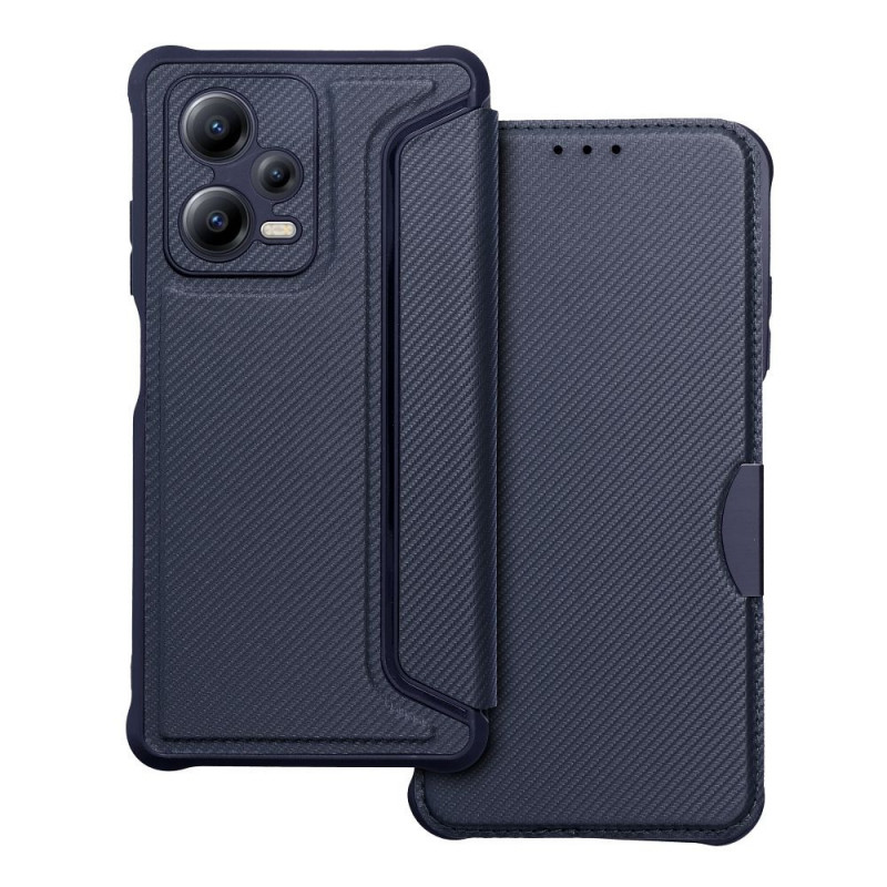 Peňaženkové puzdro Razor Book na XIAOMI Redmi Note 12 Pro Plus 5G Uhlíkové vlákno, Karbónový vzor  Modrý