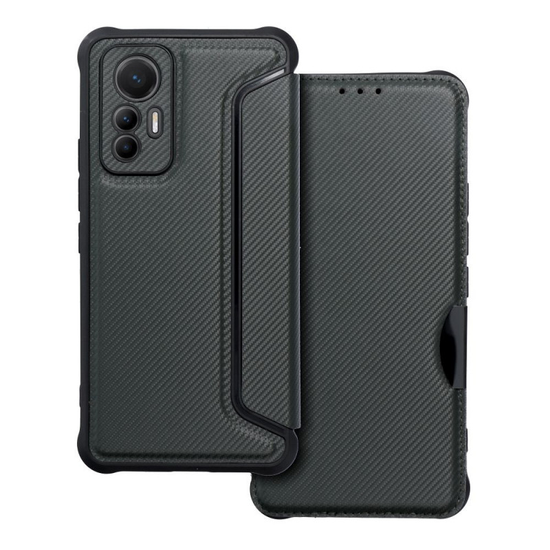 Peňaženkové puzdro Razor Book na XIAOMI 12 Lite Uhlíkové vlákno, Karbónový vzor  Čierny