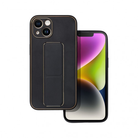 Kryt LEATHER Case Kickstand na Apple iPhone 14 Čierny