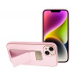 Kryt LEATHER Case Kickstand na Apple iPhone 14 Ružový