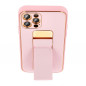 Kryt LEATHER Case Kickstand na Apple iPhone 14 Ružový