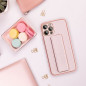 Kryt LEATHER Case Kickstand na Apple iPhone 14 Ružový
