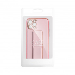Kryt LEATHER Case Kickstand na Apple iPhone 14 Ružový