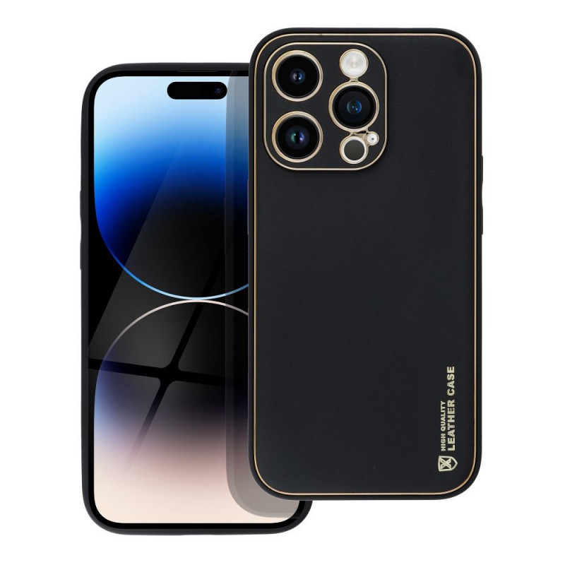Kryt Leather na Apple iPhone 14 Pro Čierny