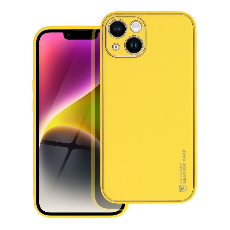 Kryt Leather na Apple iPhone 14 Žltý