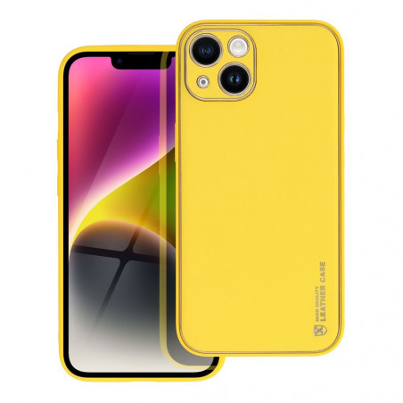 Kryt Leather na Apple iPhone 14 Žltý