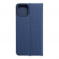 Peňaženkové puzdro LUNA Book Carbon na Apple iPhone 14 Uhlíkové vlákno, Elegant  Modrý