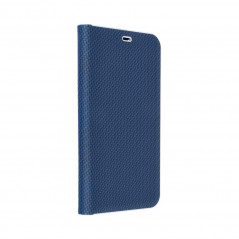 Peňaženkové puzdro LUNA Book Carbon na Apple iPhone 14 Uhlíkové vlákno, Elegant  Modrý