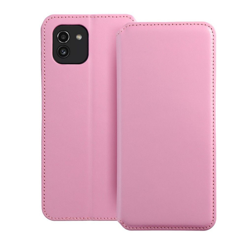 Peňaženkové puzdro Dual Pocket book na Samsung Galaxy A03 Svetlo ružový 