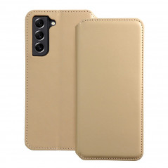 Peňaženkové puzdro Dual Pocket book na Samsung Galaxy S21 FE 5G Zlatý