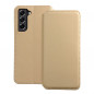 Peňaženkové puzdro Dual Pocket book na Samsung Galaxy S21 FE 5G Zlatý 