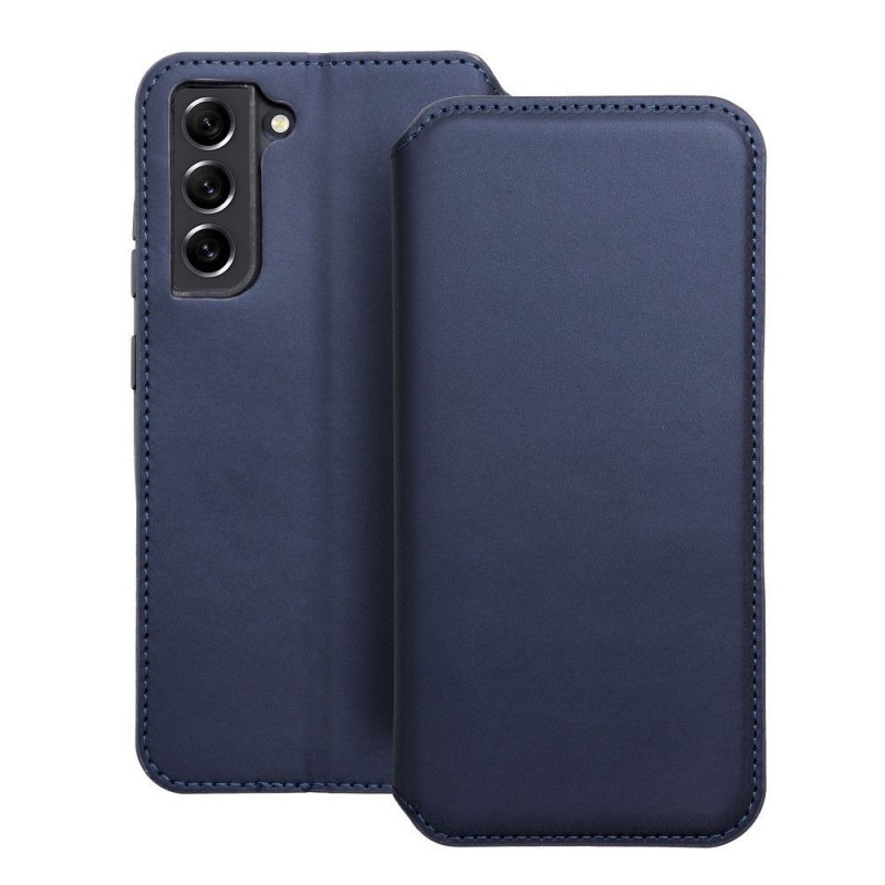 Peňaženkové puzdro Dual Pocket book na Samsung Galaxy S21 FE 5G Tmavší modrý 