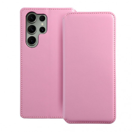 Peňaženkové puzdro Dual Pocket book na Samsung Galaxy S23 Ultra 5G Svetlo ružový