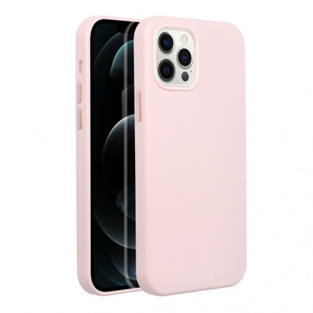 Kryt Leather Mag Cover na Apple iPhone 12 Pro Elegant MagSAFE Pieskovo ružový