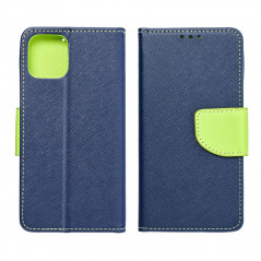Peňaženkové puzdro Fancy Book na Apple iPhone 14 Pro Max Námornícka modrá / Limetkovo zelený
