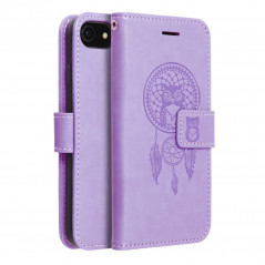 Peňaženkové puzdro MEZZO Book na Apple iPhone SE 2022 5G Lapač snov Fialový (Purple)