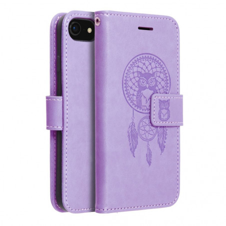 Peňaženkové puzdro MEZZO Book na Apple iPhone SE 2022 5G Lapač snov Fialový (Purple)