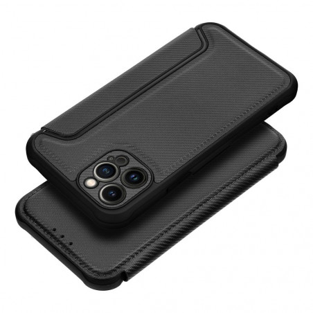 Peňaženkové puzdro Razor Book na Apple iPhone 12 Pro Uhlíkové vlákno, Karbónový vzor Čierny