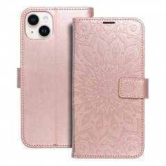 Peňaženkové puzdro MEZZO Book na Apple iPhone 14 Plus Mandala Ružovo-zlatý