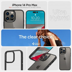 Kryt Spigen Ultra Hybrid na Apple iPhone 14 Pro Max Krištáľovo čistý  Matná čierna
