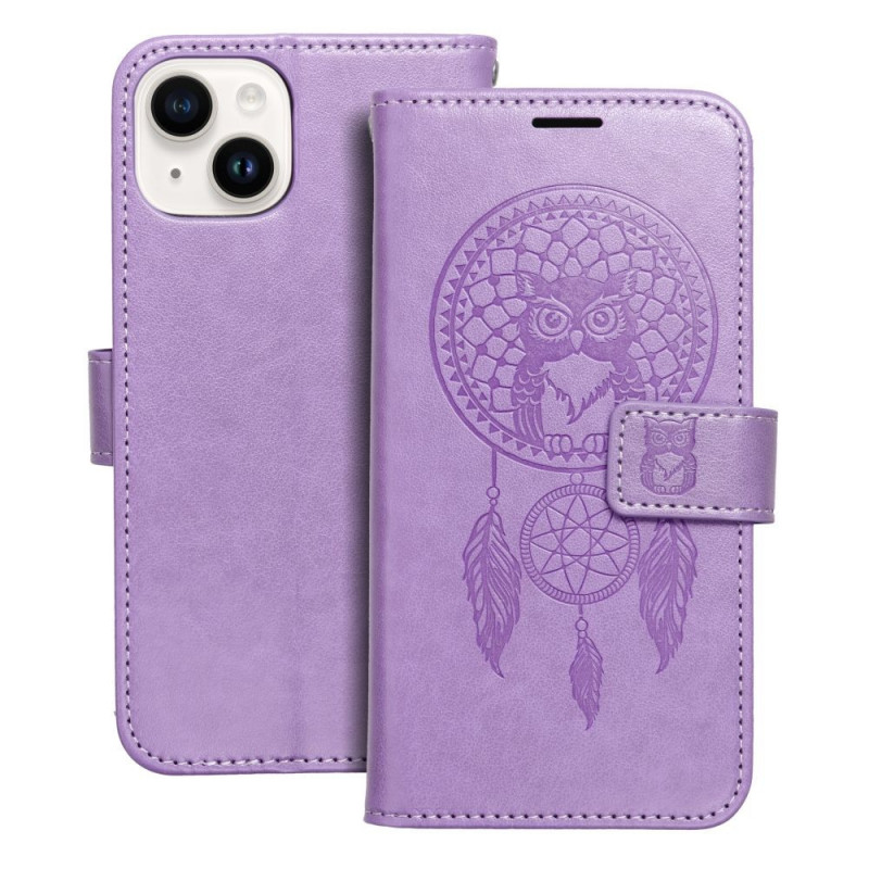 Peňaženkové puzdro MEZZO Book na Apple iPhone 14 Lapač snov  Fialový (Purple)