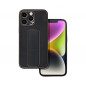 Kryt LEATHER Case Kickstand na Apple iPhone 14 Pro Max Čierny