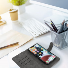 Univerzálne puzdro, Peňaženkové puzdro COMMON book na Samsung Galaxy A34 Elegant, Mäkká podšívka vo vnútri  Čierny