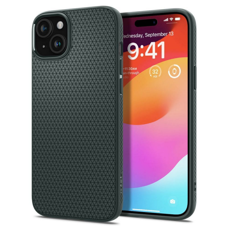 Kryt Spigen  Liquid Air na Apple iPhone 15 Temne zelená