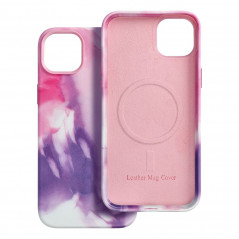 Kryt Leather Mag Cover na Apple iPhone 15 Plus Elegant  MagSAFE  Fialová škvrna