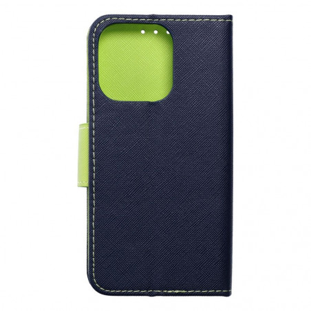 Peňaženkové puzdro Fancy Book na Apple iPhone 15 Pro Námornícka modrá / Limetkovo zelený
