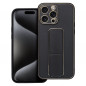 Kryt LEATHER Case Kickstand na Apple iPhone 15 Pro Max Čierny