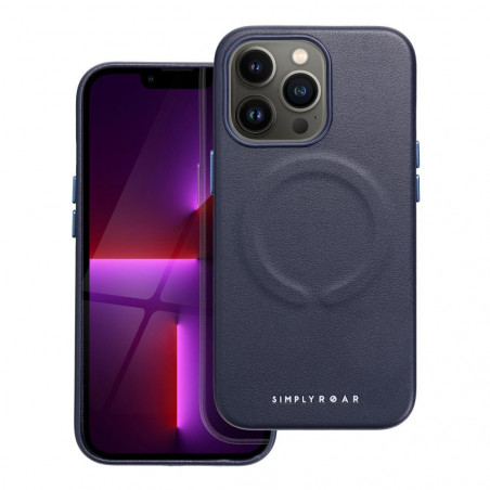 Kryt Roar Leather Mag na Apple iPhone 13 Pro Elegant  MagSAFE  Tmavší modrý