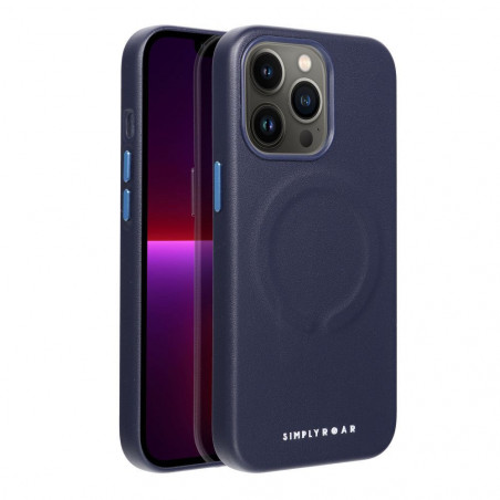 Kryt Roar Leather Mag na Apple iPhone 13 Pro Elegant  MagSAFE  Tmavší modrý