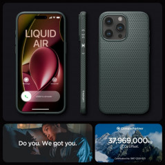 Kryt Spigen  Liquid Air na Apple iPhone 15 Pro Temne zelená
