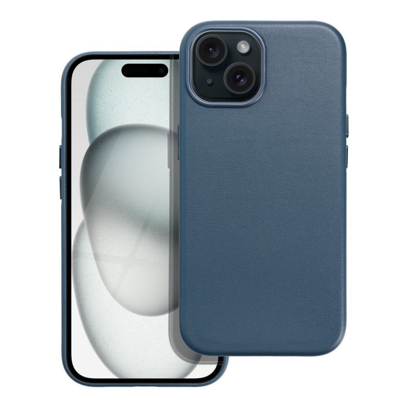 Kryt Leather Mag Cover na Apple iPhone 15 Elegant  MagSAFE  Indigový modrý