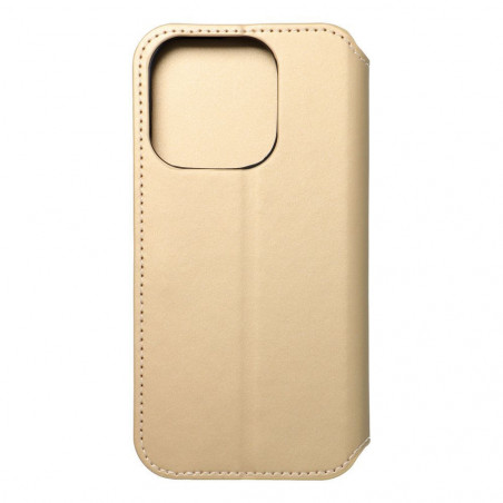 Peňaženkové puzdro Dual Pocket book na Apple iPhone 15 Pro Zlatý