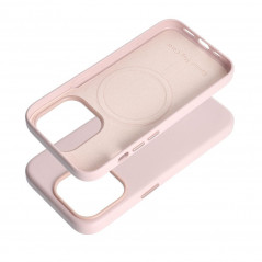 Kryt Leather Mag Cover na Apple iPhone 15 Pro Elegant  MagSAFE  Pieskovo ružový