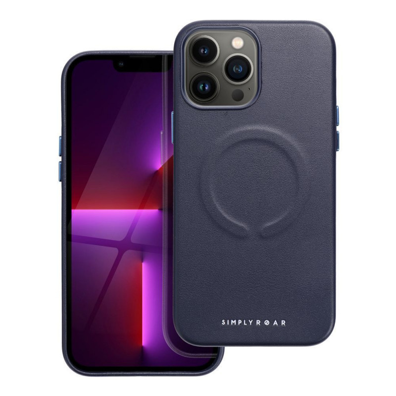 Kryt Roar Leather Mag na Apple iPhone 13 Pro Max Elegant  MagSAFE  Tmavší modrý