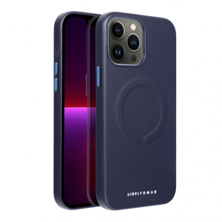 Kryt Roar Leather Mag na Apple iPhone 13 Pro Max Elegant MagSAFE Tmavší modrý