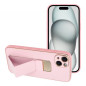Kryt LEATHER Case Kickstand na Apple iPhone 15 Plus Ružový