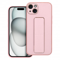 Kryt LEATHER Case Kickstand na Apple iPhone 15 Plus Ružový