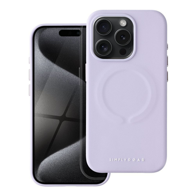 Kryt Roar Leather Mag na Apple iPhone 15 Pro Elegant  MagSAFE  Fialový (Purple)