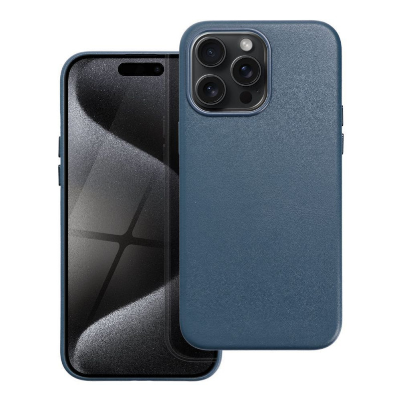 Kryt Leather Mag Cover na Apple iPhone 15 Pro Max Elegant  MagSAFE  Indigový modrý