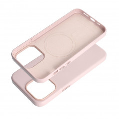 Kryt Leather Mag Cover na Apple iPhone 15 Pro Max Elegant  MagSAFE  Pieskovo ružový