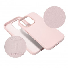 Kryt Leather Mag Cover na Apple iPhone 15 Pro Max Elegant  MagSAFE  Pieskovo ružový
