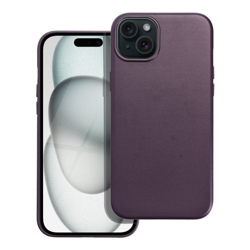 Kryt Leather Mag Cover na Apple iPhone 15 Plus Elegant  MagSAFE  Tmavo fialový (violet)
